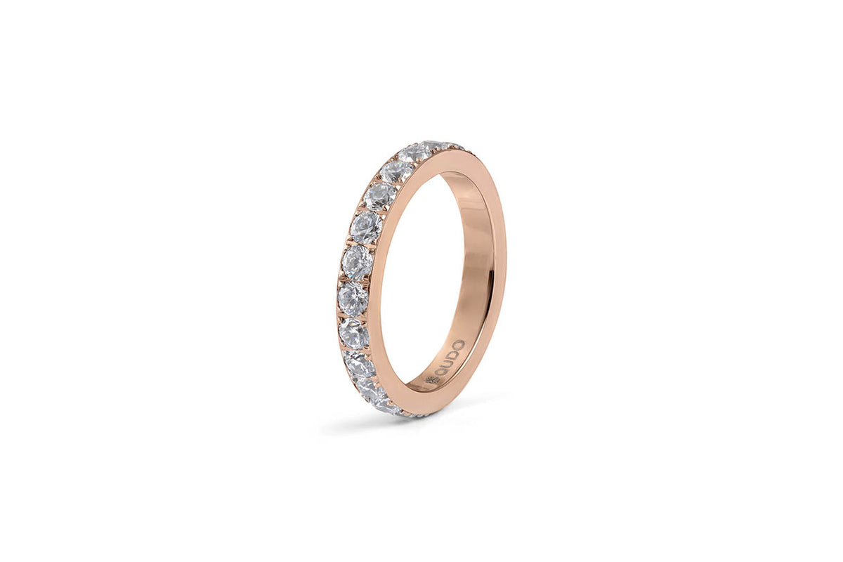 Qudo Rose Gold Plated Stainless Steel Big Eternity Ring